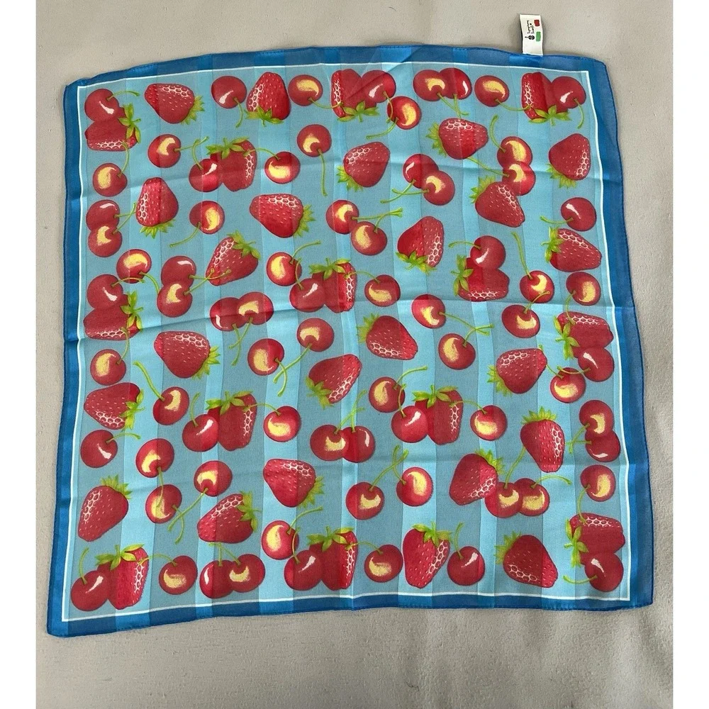 Symphony Women's Scarf Square 20x20 Made‎ I'm Italy Strawberry & Cherry Print